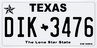 TX license plate DIK3476