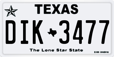 TX license plate DIK3477