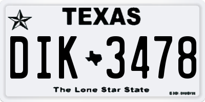 TX license plate DIK3478