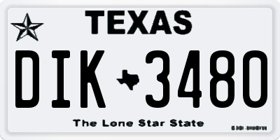 TX license plate DIK3480