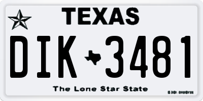 TX license plate DIK3481