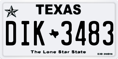 TX license plate DIK3483