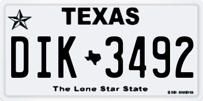 TX license plate DIK3492