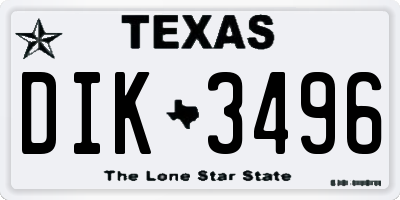 TX license plate DIK3496