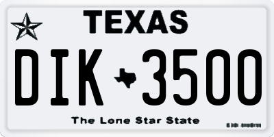 TX license plate DIK3500