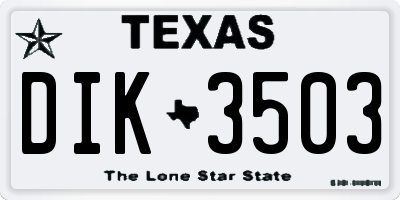 TX license plate DIK3503