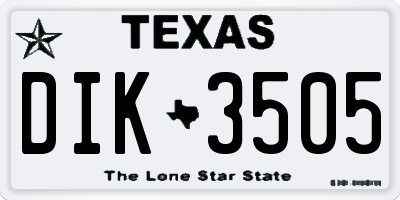 TX license plate DIK3505