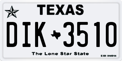 TX license plate DIK3510