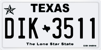 TX license plate DIK3511