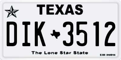 TX license plate DIK3512