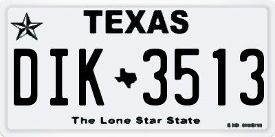 TX license plate DIK3513