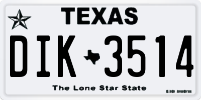 TX license plate DIK3514