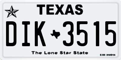 TX license plate DIK3515