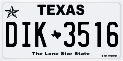 TX license plate DIK3516