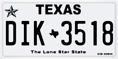 TX license plate DIK3518