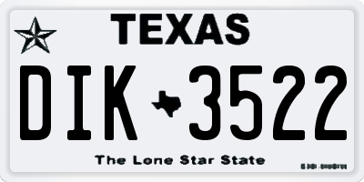 TX license plate DIK3522