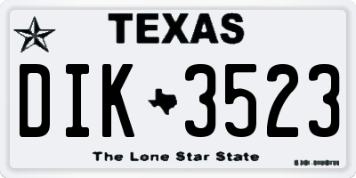 TX license plate DIK3523