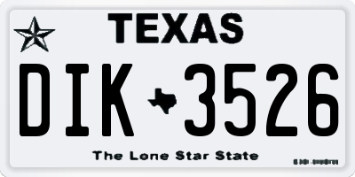 TX license plate DIK3526