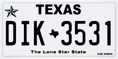 TX license plate DIK3531