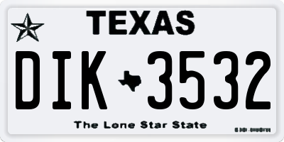 TX license plate DIK3532