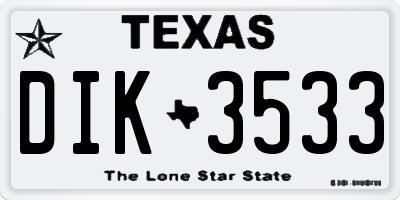 TX license plate DIK3533