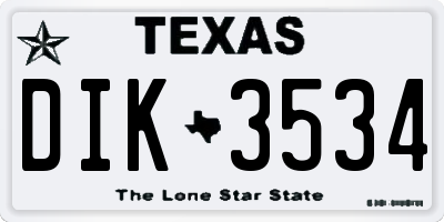 TX license plate DIK3534