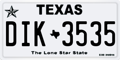 TX license plate DIK3535