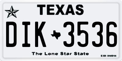 TX license plate DIK3536