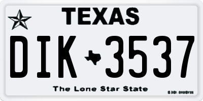 TX license plate DIK3537