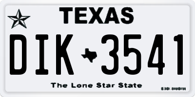TX license plate DIK3541