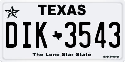 TX license plate DIK3543