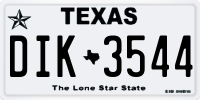 TX license plate DIK3544