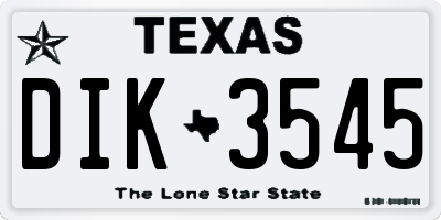 TX license plate DIK3545
