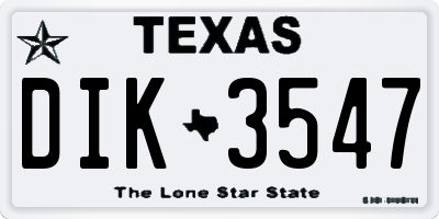 TX license plate DIK3547