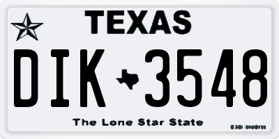 TX license plate DIK3548