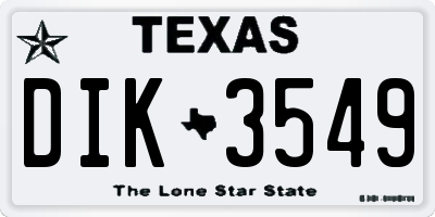 TX license plate DIK3549