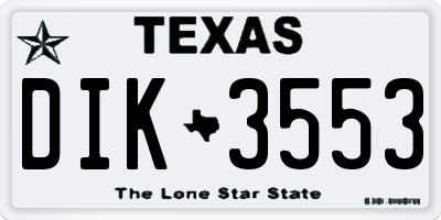 TX license plate DIK3553