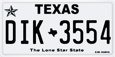TX license plate DIK3554