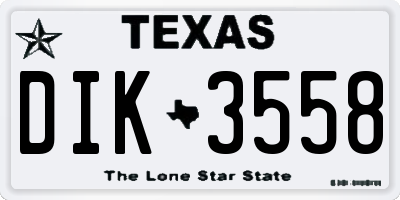 TX license plate DIK3558