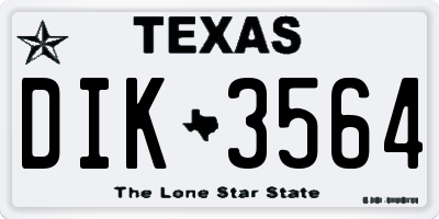 TX license plate DIK3564