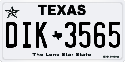 TX license plate DIK3565