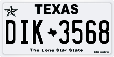 TX license plate DIK3568