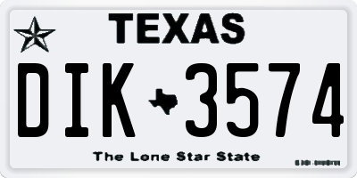 TX license plate DIK3574