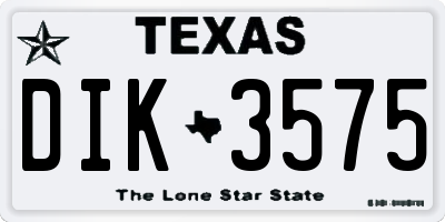 TX license plate DIK3575