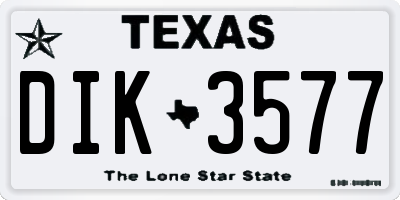 TX license plate DIK3577