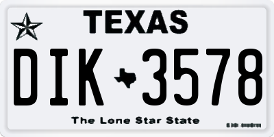 TX license plate DIK3578