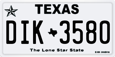 TX license plate DIK3580