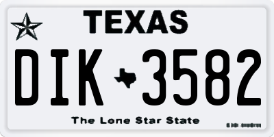 TX license plate DIK3582