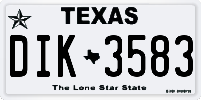 TX license plate DIK3583