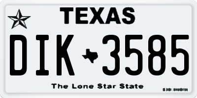 TX license plate DIK3585